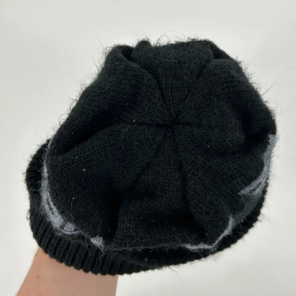Vintage 80s Men's Harley Davidson Black and Grey Cuffed Beanie One Size Fits All